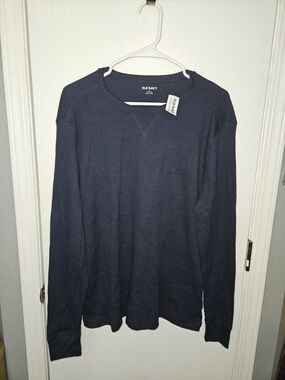 Old Navy Men's Dark Navy Waffle Knit Long-Sleeve Shirt